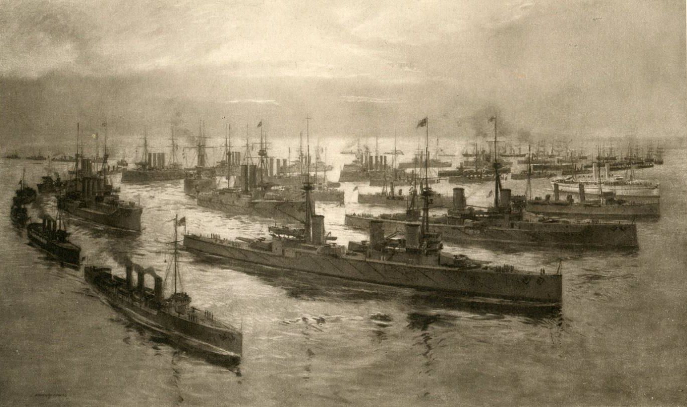 An artist’s impression of all the warships built or engined by Fairfield since the foundation of the yard in the 1860s.