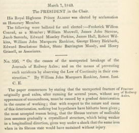 Rankine's election as Associate of ICE and his first paper delivered at the age of 22