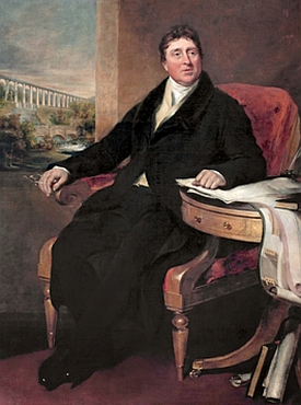 Telford's portrait with Pontcsyllte Aqueduct