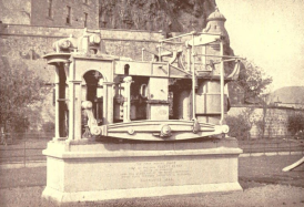 The engine of the Leven at its original site as a monument near Dumbarton Castle